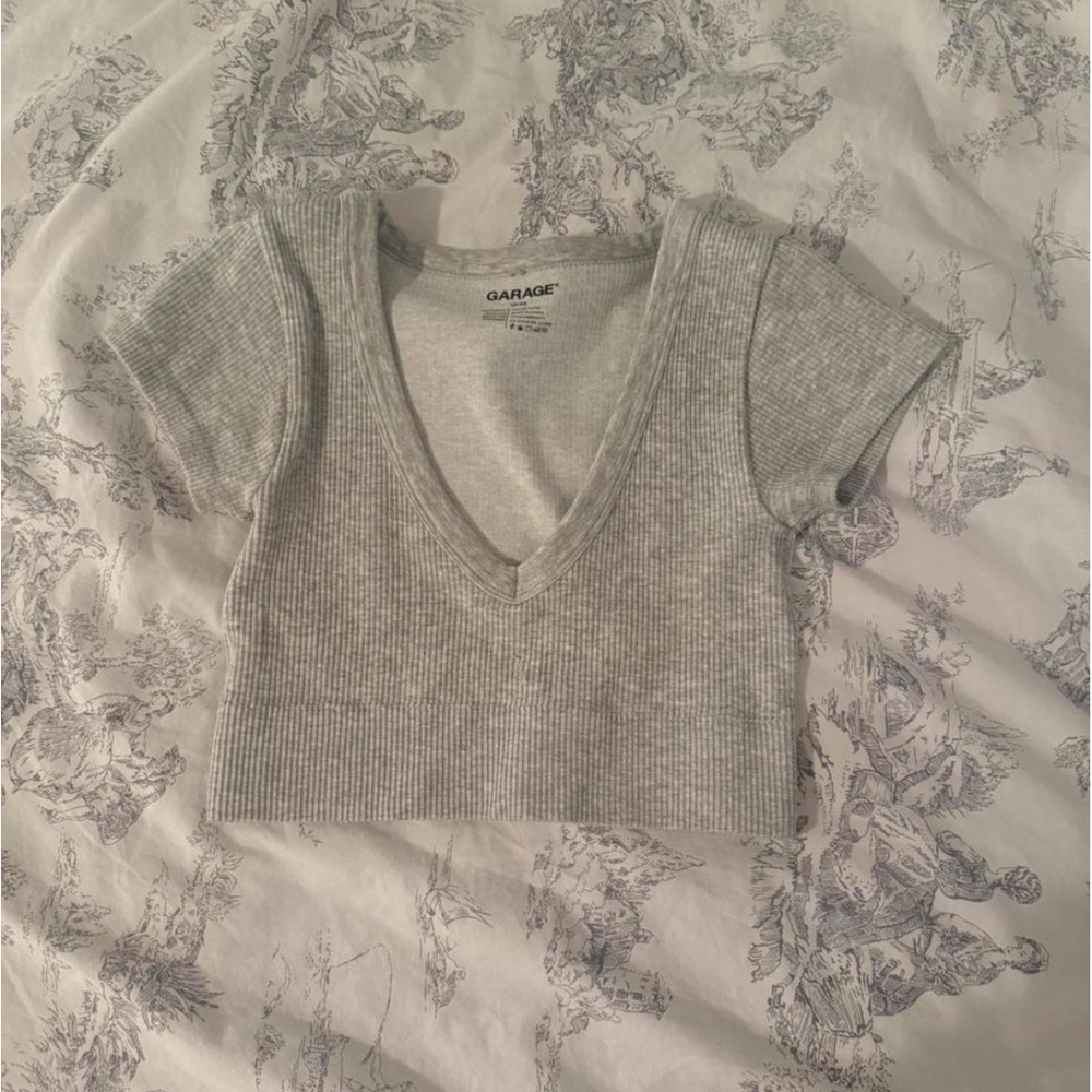 Garage Light Gray Ribbed Crop Top